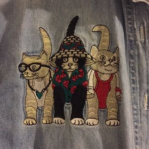 Rare vintage denim cat shirt!!